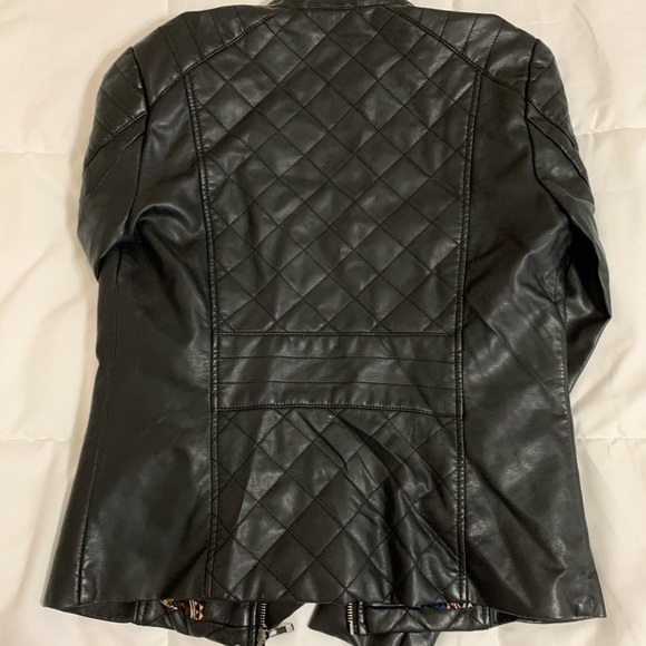 OSO Casuals Black Quilted Faux Leather Jacket, Size S - Picture 2 of 4